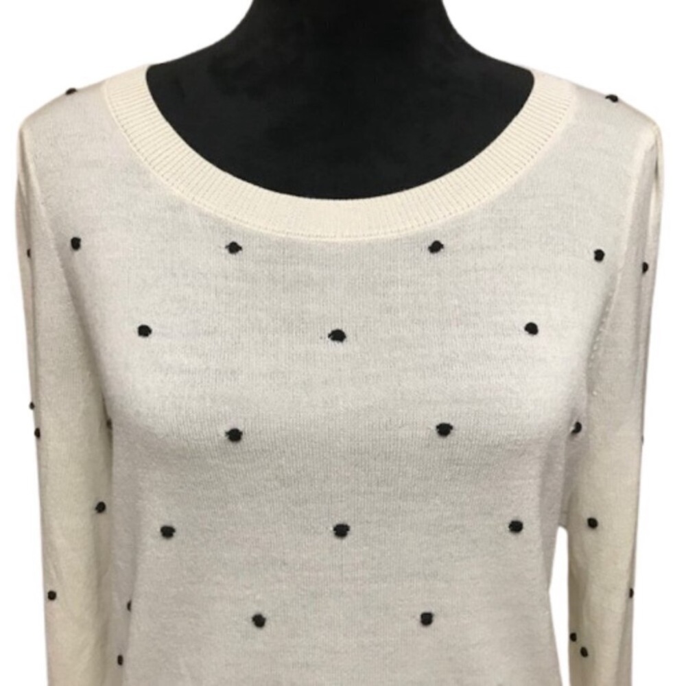 Elegant Talbots Cream Sweater with Black Accents